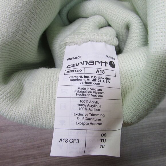 Carhartt Knit Cuffed Beanie Stocking Cap Hat Tender Greens A18 - Picture 4 of 4